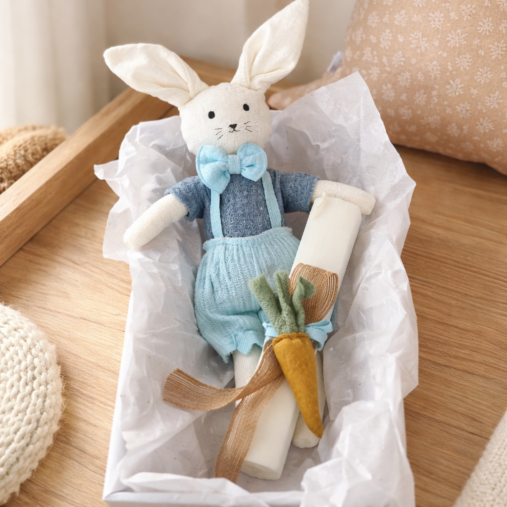 Handmade Easter Candle with Bunny Doll