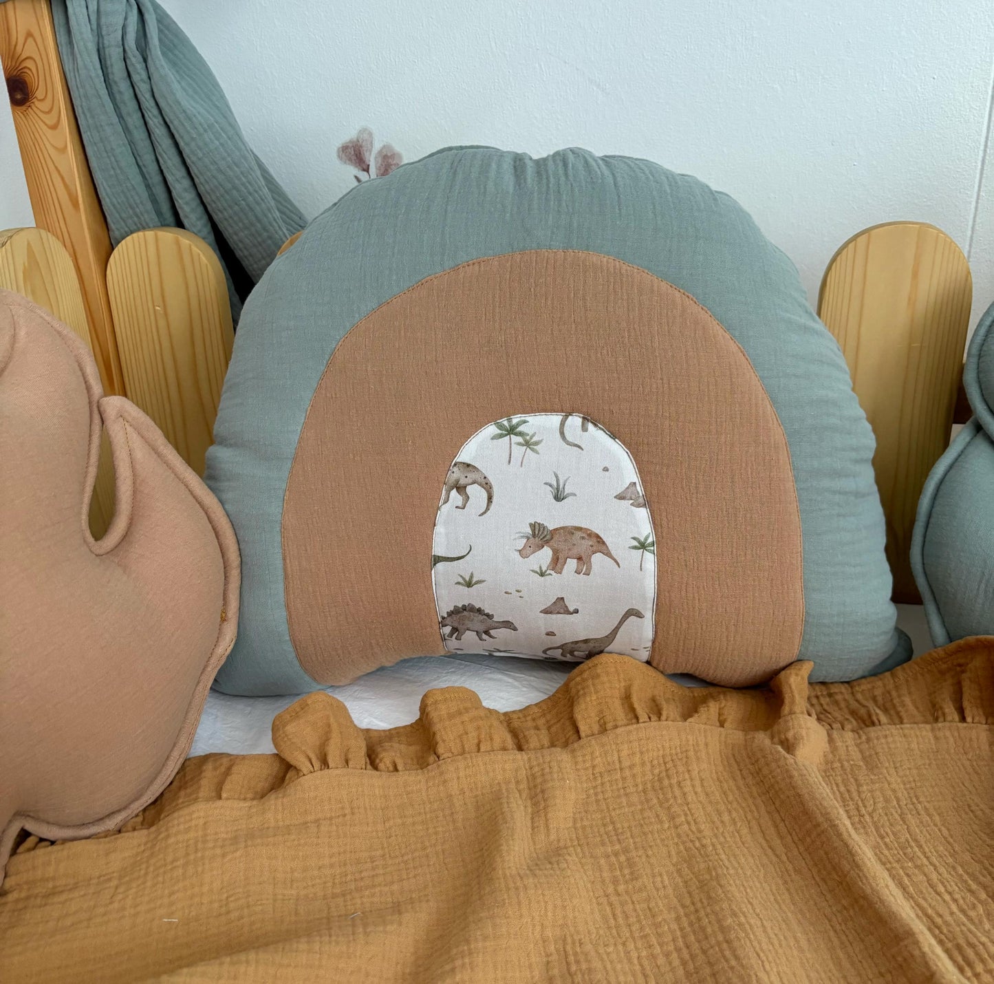 Kids Decorative Dino Pillow, Kids Room Decor Cushion Dinosaur