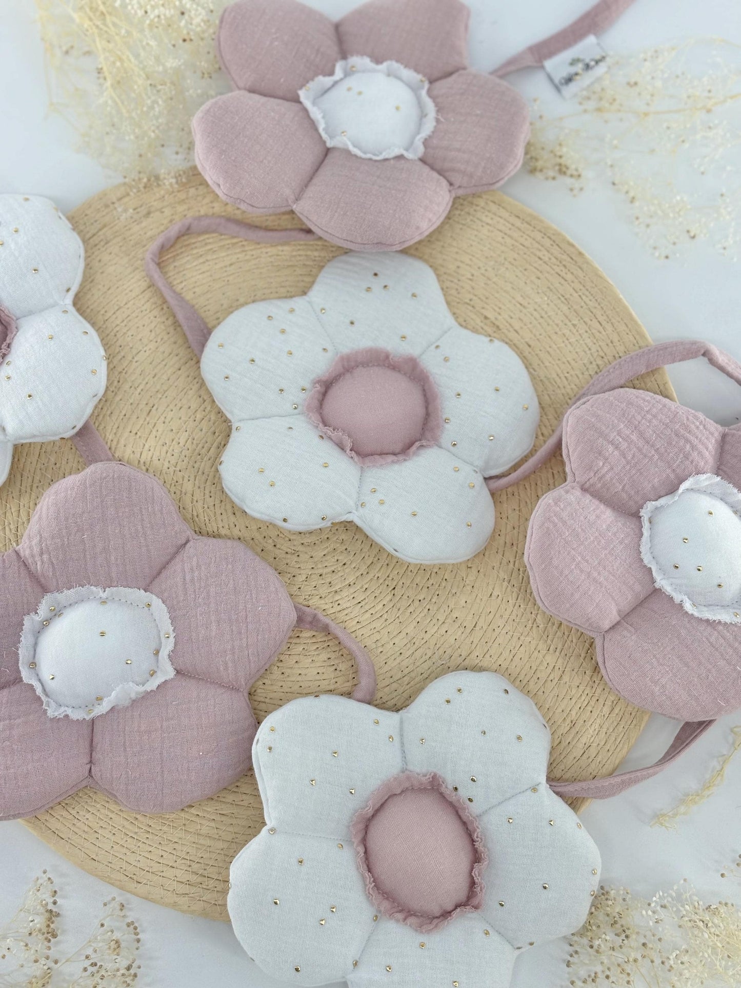 Boho cotton muslin garland ,Kids garland with flowers