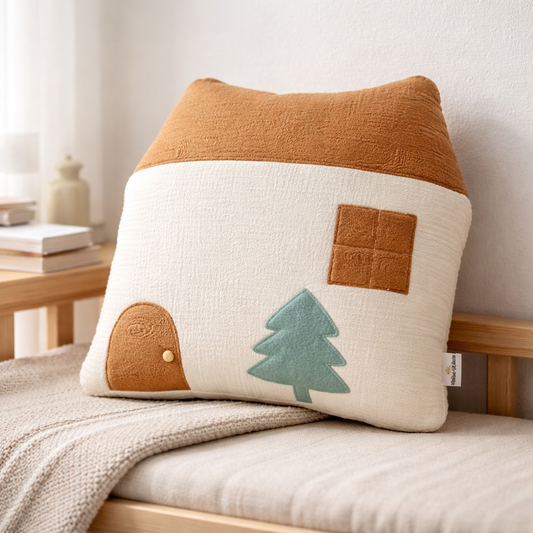 Handmade House Pillow for Kids Room – Nordic Nursery Decorative Cushion