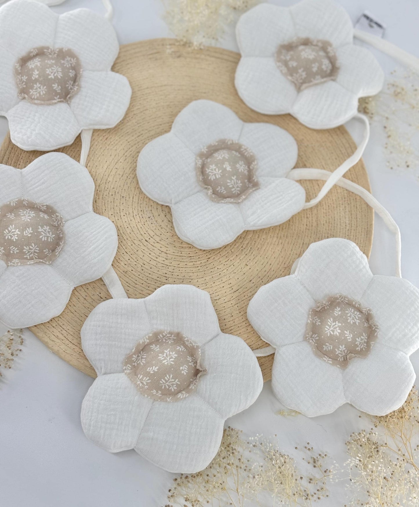 Boho cotton muslin garland ,Kids garland with flowers