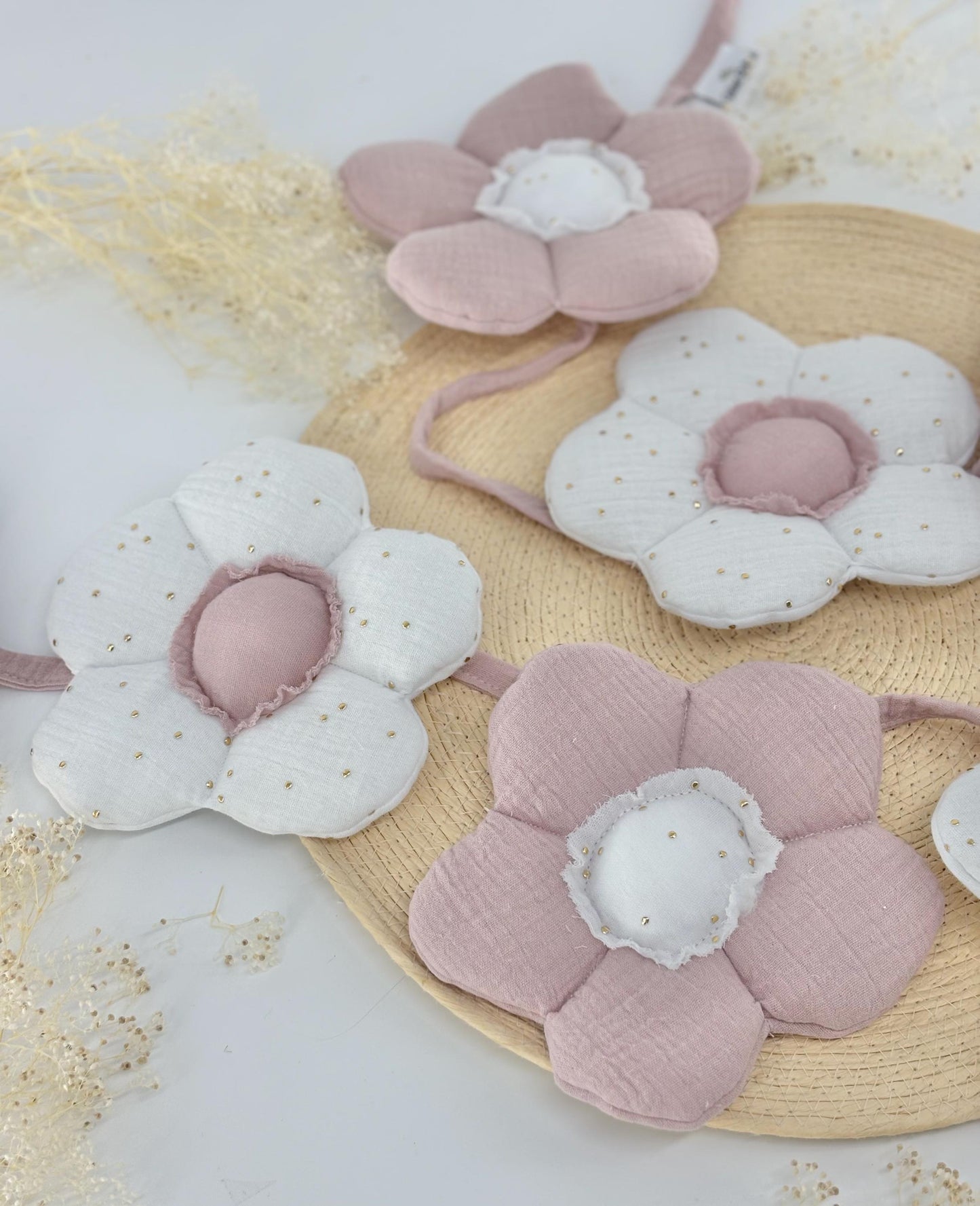 Boho cotton muslin garland ,Kids garland with flowers