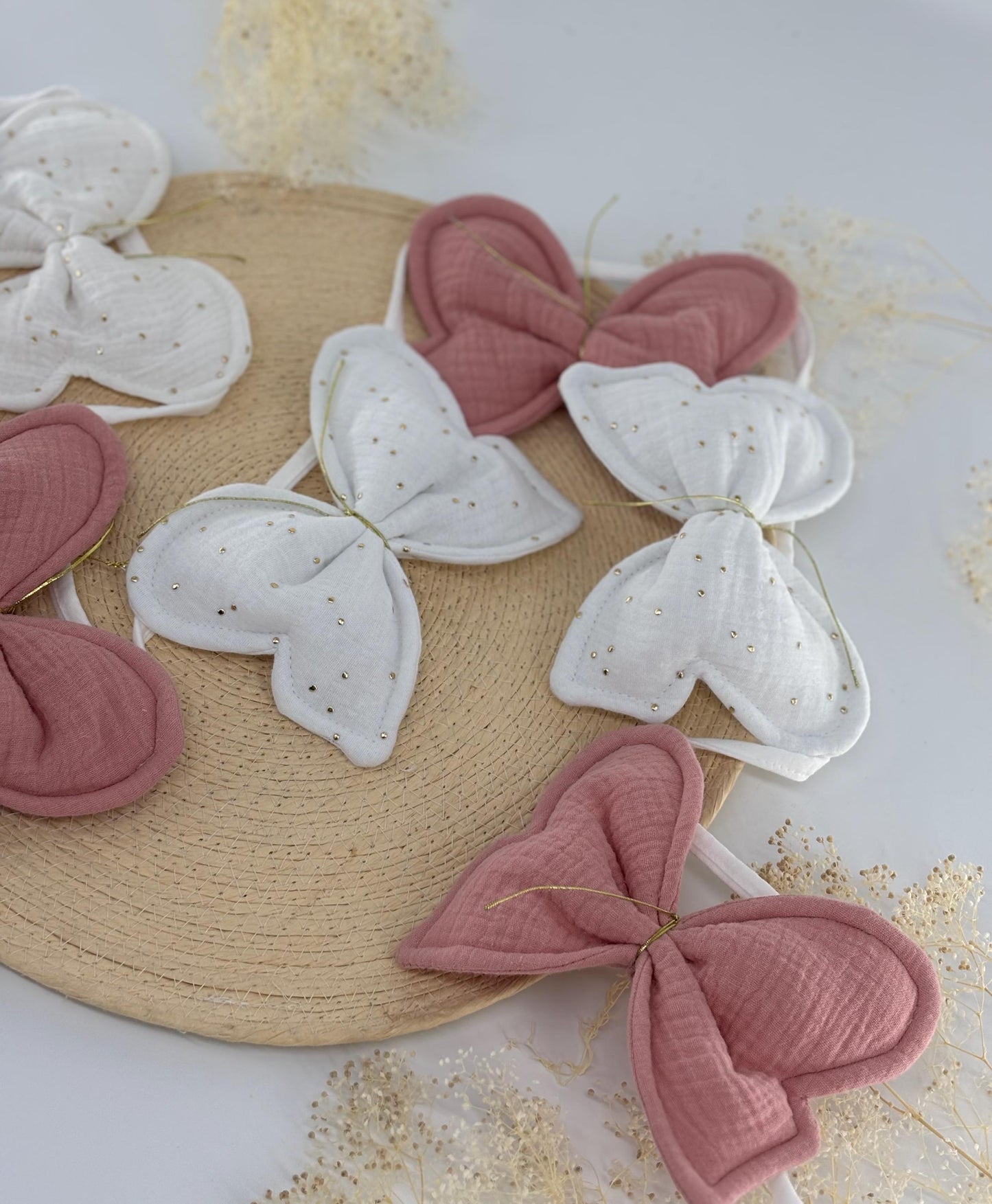 Boho cotton muslin garland , Nursery garland with butterflies