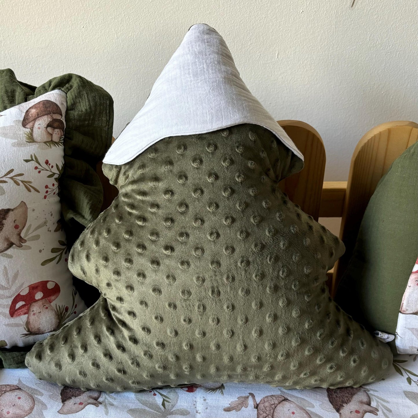 Kids Decorative Forest Friends Pillows, Mushroom Themed Children's Room